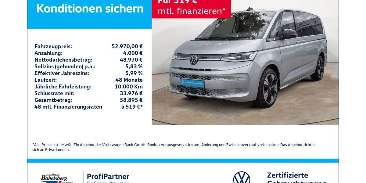 VW T7 Multivan 39.555 km 52.970 &euro; Potsdam 14482